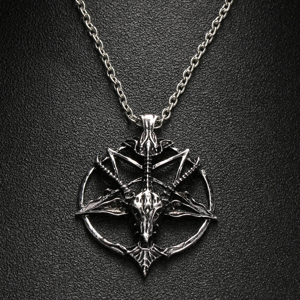 1x Inverted Pentagram Goat Head Pendant Necklace