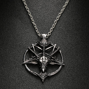 1x Inverted Pentagram Goat Head Pendant Necklace
