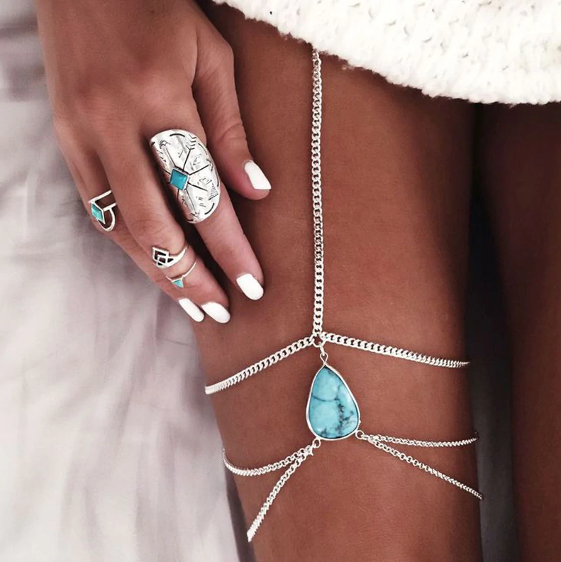Turquoise Thigh Body Jewelry
